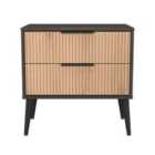 Welcome Furniture Ltd Hong Kong 2 Drawer Bedside Table in Slat Effect & Graphite Black - Ready Assembled