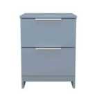 Welcome Furniture Ltd Plymouth 2 Drawer Compact Bedside Cabinet in Denim Blue - Ready Assembled