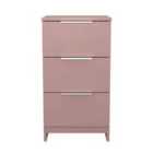 Welcome Furniture Ltd Plymouth 3 Drawer Bedside Cabinet in Kobe Pink - Ready Assembled