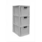 Thumbs Up 3 Drawer Medium Rattan Tower - Grey