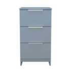 Welcome Furniture Ltd Plymouth 3 Drawer Bedside Cabinet in Denim Blue - Ready Assembled