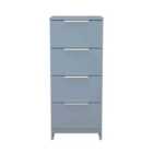 Welcome Furniture Ltd Plymouth 4 Drawer Bedside Cabinet in Denim Blue - Ready Assembled