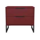 Welcome Furniture Ltd Hong Kong 2 Drawer Bedside Table in Red Matt - Ready Assembled