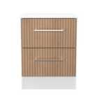 Welcome Furniture Ltd Worcester 2 Drawer Compact Bedside Cabinet in Slat Effect & White - Ready Assembled