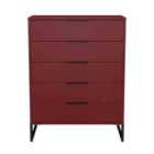 Welcome Furniture Ltd Hong Kong 5 Drawer Chest in Red Matt - Ready Assembled