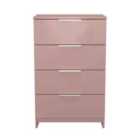 Welcome Furniture Ltd Plymouth 4 Drawer Midi Chest in Kobe Pink - Ready Assembled