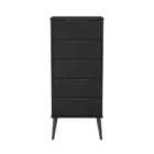 Welcome Furniture Ltd Hong Kong 5 Drawer Tall Bedside Cabinet in Black - Ready Assembled