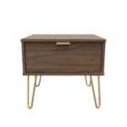 Welcome Furniture Ltd Hong Kong 1 Drawer Wide Bedside Table in Carini Walnut - Ready Assembled