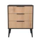 Welcome Furniture Ltd Hong Kong 3 Drawer Midi Chest in Slat Effect & Graphite Black - Ready Assembled