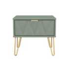 Welcome Furniture Ltd Diamond 1 Drawer Bedside Table in Reed Green - Ready Assembled
