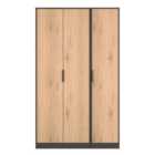 Welcome Furniture Ltd Hong Kong Tall Triple Mirror Wardrobe in Slat Effect & Graphite Black - Ready Assembled