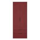 Welcome Furniture Ltd Hong Kong Tall Double 2 Drawer Wardrobe in Red Matt - Ready Assembled