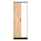 Welcome Furniture Ltd Java Tall Double Mirror Wardrobe in Slat Effect & Black - Ready Assembled