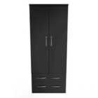Welcome Furniture Ltd Avon Double 2 Drawer Wardrobe in Black - Ready Assembled