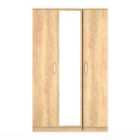Welcome Furniture Ltd Avon Triple Mirror Wardrobe in Nebraska Oak - Ready Assembled