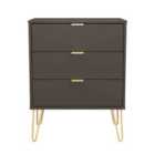Welcome Furniture Ltd Hong Kong 3 Drawer Midi Chest in Graphite Black - Ready Assembled