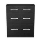 Welcome Furniture Ltd Avon 3 Drawer Deep Chest in Black - Ready Assembled