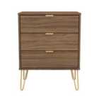 Welcome Furniture Ltd Hong Kong 3 Drawer Midi Chest in Carini Walnut - Ready Assembled