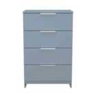 Welcome Furniture Ltd Plymouth 4 Drawer Midi Chest in Denim Blue - Ready Assembled