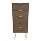 Welcome Furniture Ltd Hong Kong 5 Drawer Tall Bedside Cabinet in Carini Walnut - Ready Assembled