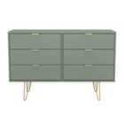 Welcome Furniture Ltd Hong Kong 6 Drawer Wide Chest in Reed Green - Ready Assembled