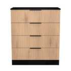 Welcome Furniture Ltd Java 4 Drawer Chest in Slat Effect & Black - Ready Assembled