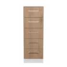 Welcome Furniture Ltd Worcester 5 Drawer Tall Bedside Cabinet in Slat Effect & White - Ready Assembled