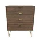 Welcome Furniture Ltd Hong Kong 4 Drawer Chest in Carini Walnut - Ready Assembled