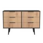 Welcome Furniture Ltd Hong Kong 6 Drawer Wide Chest in Slat Effect & Graphite Black - Ready Assembled