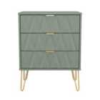 Welcome Furniture Ltd Diamond 3 Drawer Midi Chest in Reed Green - Ready Assembled