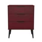 Welcome Furniture Ltd Hong Kong 3 Drawer Midi Chest in Red Matt - Ready Assembled