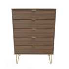 Welcome Furniture Ltd Hong Kong 5 Drawer Chest in Carini Walnut - Ready Assembled