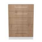Welcome Furniture Ltd Worcester 5 Drawer Chest in Slat Effect & White - Ready Assembled