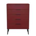 Welcome Furniture Ltd Hong Kong 5 Drawer Chest in Red Matt - Ready Assembled