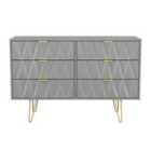 Welcome Furniture Ltd Diamond 6 Drawer Wide Chest in Dusk Grey - Ready Assembled