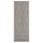 Welcome Furniture Ltd Worcester Tall Double 2 Drawer Wardrobe in Grey Oak - Ready Assembled