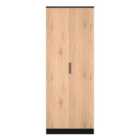 Welcome Furniture Ltd Java Tall Double Wardrobe in Slat Effect & Black - Ready Assembled