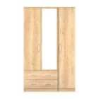 Welcome Furniture Ltd Avon Triple Mirror Wardrobe with 2 Drawers in Nebraska Oak - Ready Assembled