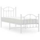 Vidaxl Metal Bed Frame With Headboard And Footboard White 75X190 Cm Small Single