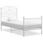 vidaXL Bed Frame White Metal 90x200 cm