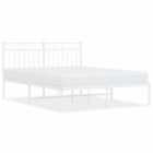 vidaXL Metal Bed Frame Without Mattress With Headboard White 140X200cm