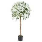 Costway 130Cm Artificial Azalea Tree With 576 Flowers 288 Leaves And Wood Trunk-white