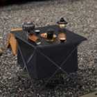 Garden Sanctuary Aluminum Portable Roll-Top Camp Table with Storage Basket 56x41cm - Black