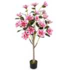 Costway 130Cm Artificial Magnolia Tree Faux Wedding Flower Plant With Realistic Moss-1 Pack
