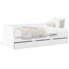vidaXL Daybed With Drawers Without Mattress White 90X190 cm Single