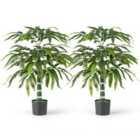 Costway 100 Cm Artificial Bamboo Tree Set Of 2 With Plastic Nursery Pot And Adjustable Branches