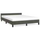 Vidaxl Bed Frame With Headboard Dark Grey 135X190Cm 4Ft6 Double Velvet