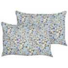 Beliani Set of 2 Outdoor Cushions VALLORIA 40 x 60 cm Blue Floral Pattern