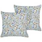 Beliani Set of 2 Outdoor Cushions VALLORIA 45 x 45 cm Blue Floral Pattern
