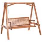 Beliani Patio Swing Ficarella Larch Wood Brown